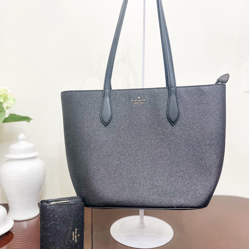 Kate Spade Charcoal Tote Bag and Wallet Set